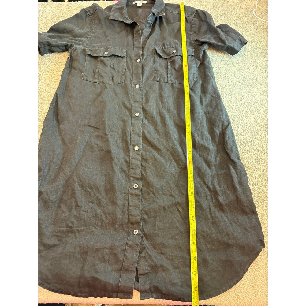 Standard James Perse Shirt Dress Black Linen Cupro Utility Minimalist Sz 2 M top - Picture 8 of 13